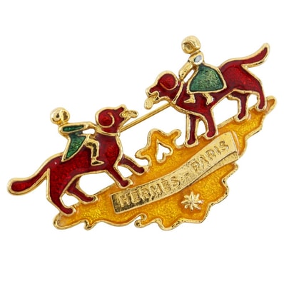 エルメス 少女と犬 Cloisonne Girl & Dog 七宝焼き ヴィンテ