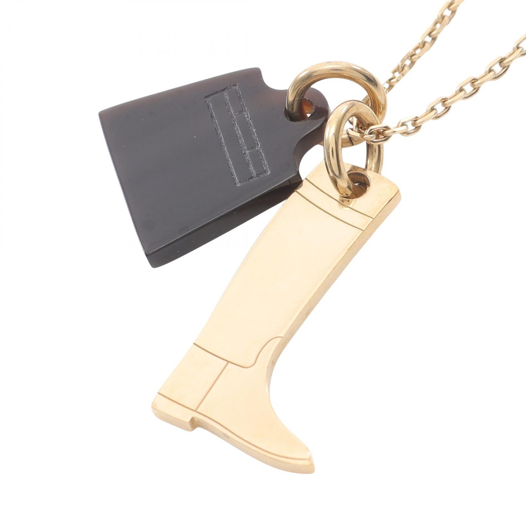 エルメス HERMES アミュレット マロキニエ PM ネックレス ジュエリー GP(ゴールドメッキ) バッファローホーン ゴールド レディース ゴールド系 / ブラウン系 【中古】