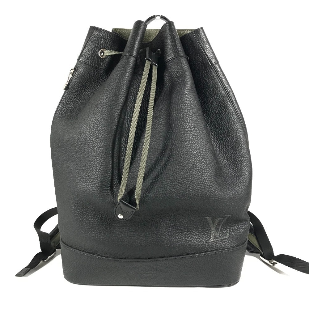 ルイヴィトン LOUIS VUITTON ノエ バックパック デイパック M55171 LVロゴ トリヨン カバン バックパック 巾着 リュックサック トリヨンレザー ブラック 美品