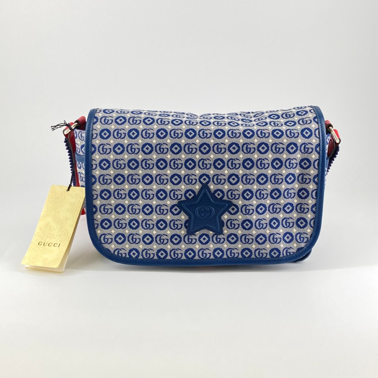 GUCCI(グッチ) ダブルGジオメトリック コットン ジャカード 664143 ショルダーバッグ ネイビー