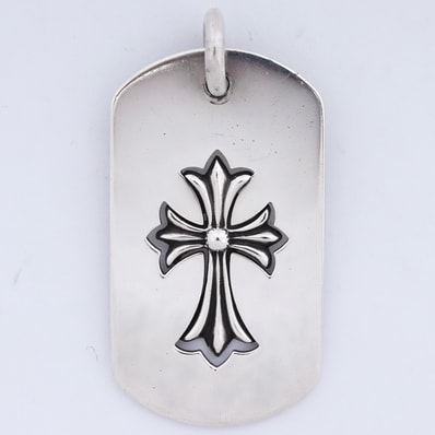 Chrome Hearts Tiny CH Cross Cut Out Large Dog Tag "Silver"