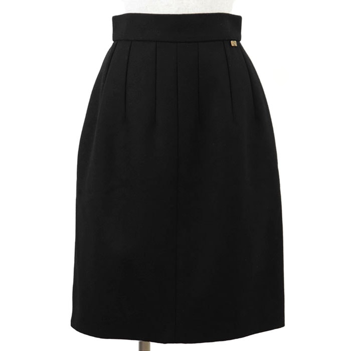 SALE【美品】CHANEL シャネル スカート ウール x カシミヤ サイズ 38 レディース P41438 2011年製 COCOマーク ロゴ チャーム フラノ Aライン ボトムス ブラック 黒 フランス製 カール・ラガーフェルド期