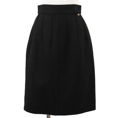 SALE【美品】CHANEL シャネル スカート ウール x カシミヤ サイズ 38 レディース P41438 2011年製 COCOマーク ロゴ チャーム フラノ Aライン ボトムス ブラック 黒 フランス製 カール・ラガーフェルド期