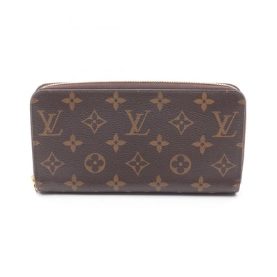 ルイ・ヴィトン LOUIS VUITTON ジッピーウォレット ラウンド長財布 財布 PVCコーティングキャンバス モノグラム フューシャ レディース ブラウン系 / ピンク系 M41895 【中古】