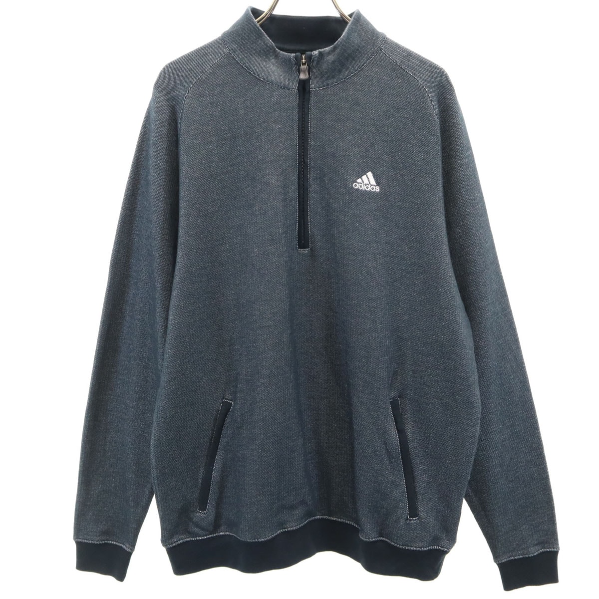 美品 adidas アディダス 長袖 ハーフジップ ウェア M グレー