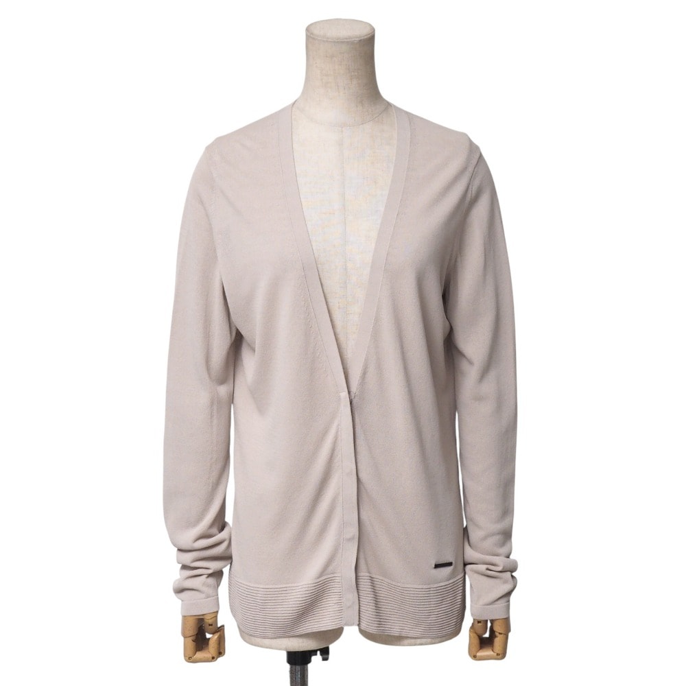 ■美品■BURBERRY バーバリー カーディガン サイズ2 ニット 長袖 ロゴプレート ライトベージュ ブランド古着【中古】20251021/RA6212