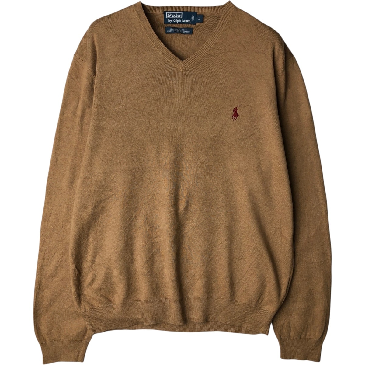 古着 ラルフローレン Ralph Lauren POLO by Ralph Lauren Vネック コットンニットセーター メンズL相当/eaa627567