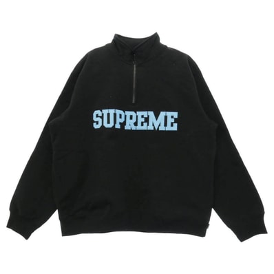 Supreme シュプリーム 24AW Collegiate Half Zip Pullover カレッジエイト ハーフジップ プルオーバー スウェット ブラック系 L【中古】