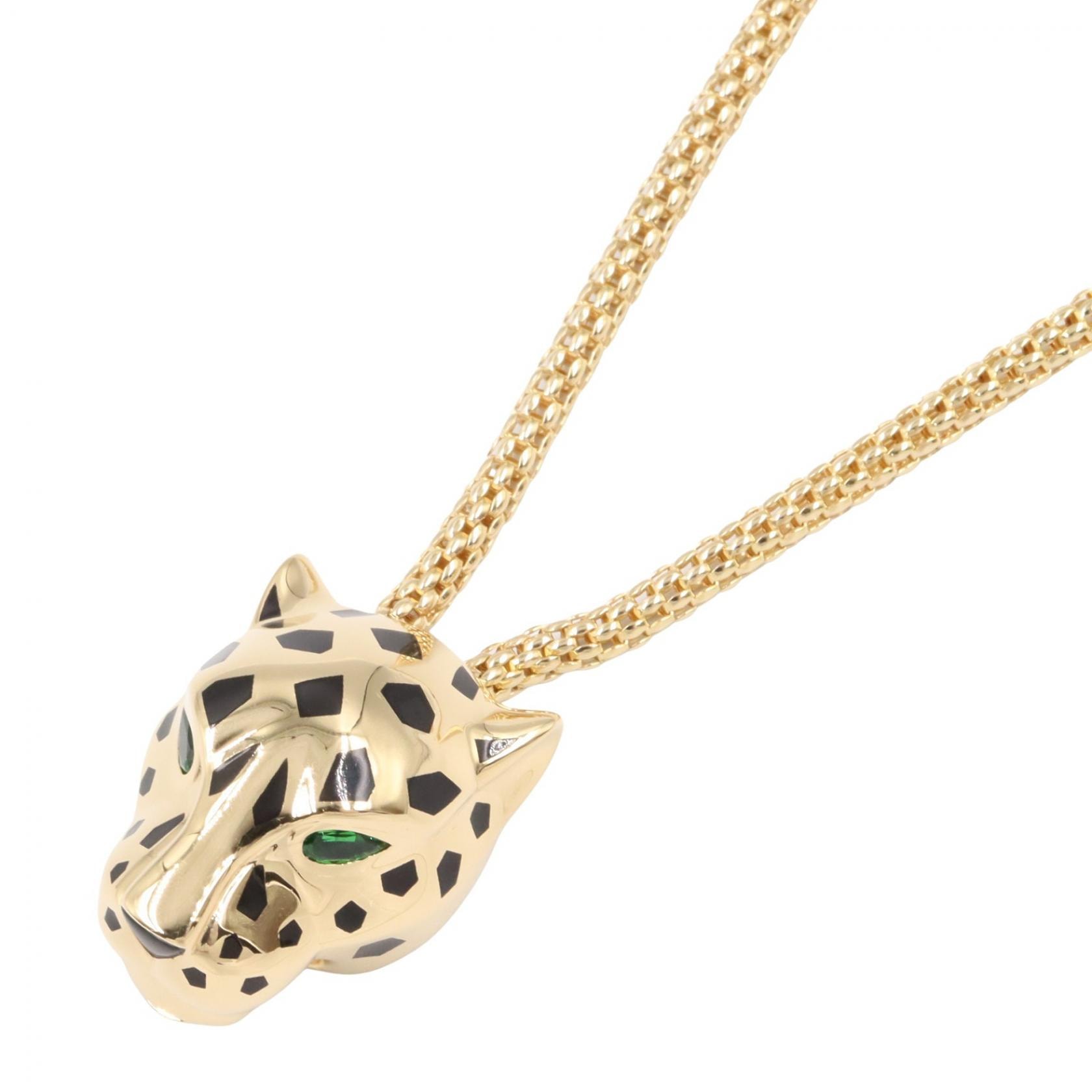 カルティエ CARTIER パンテール ドゥ カルティエ ツァボライト ダイヤ オニキス ネックレス ジュエリー K18(イエローゴールド) ダイヤモンド ツァボライト / オニキス レディース ゴールド系 / クリア系 /
