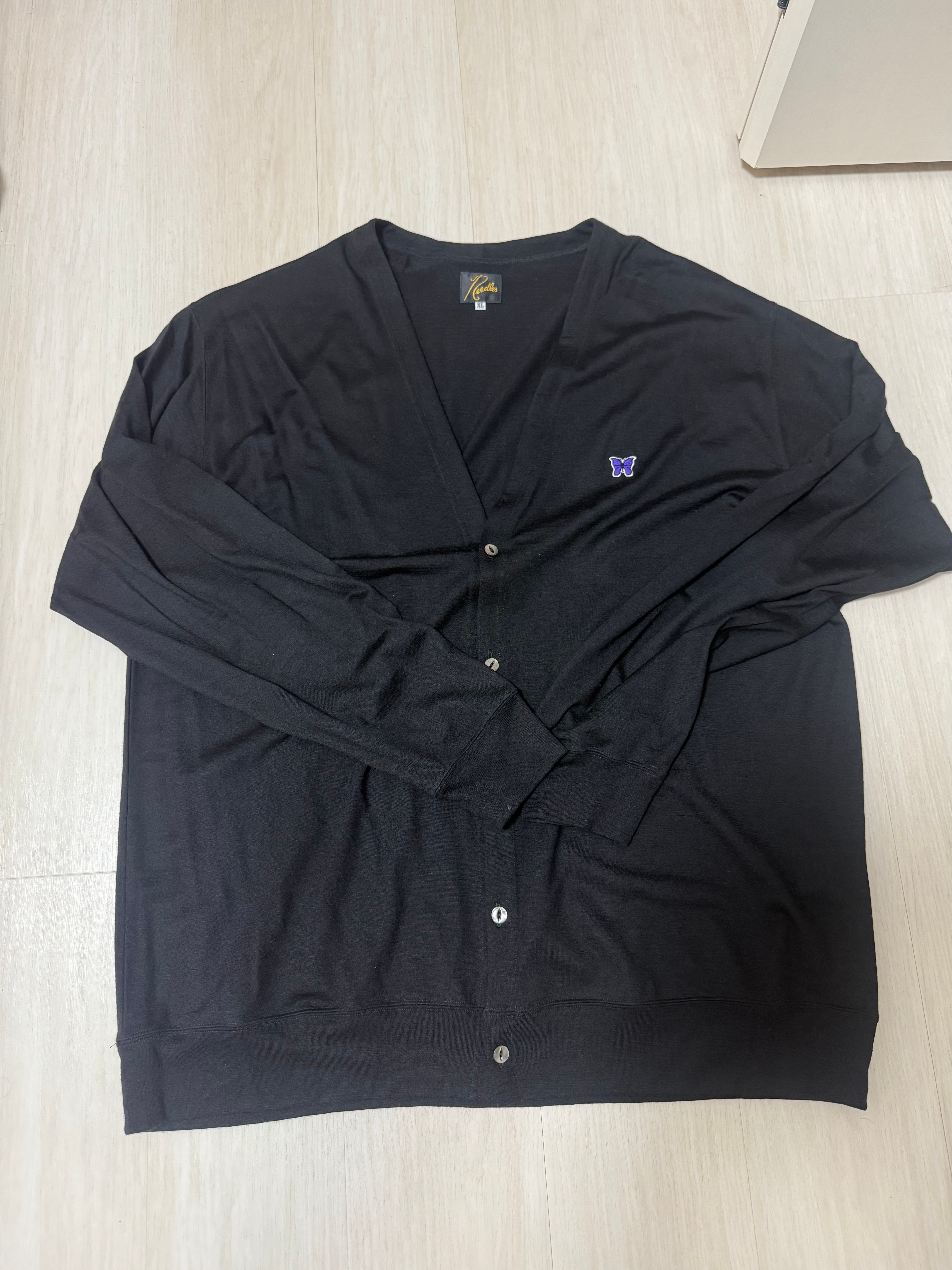 NEEDLES V-Neck Wool Cardigan "Black"