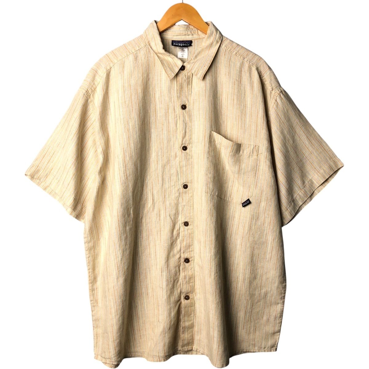古着 00年代 パタゴニア Patagonia 53140S5 マルチストライプ 半袖 ヘンプシャツ メンズXL相当/eaa568976