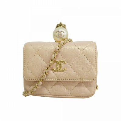 【6dd4449】シャネル ショルダーバッグ マトラッセ チェーンショルダー キャビアスキン ピンク シャンパンゴールド金具【中古】レディース