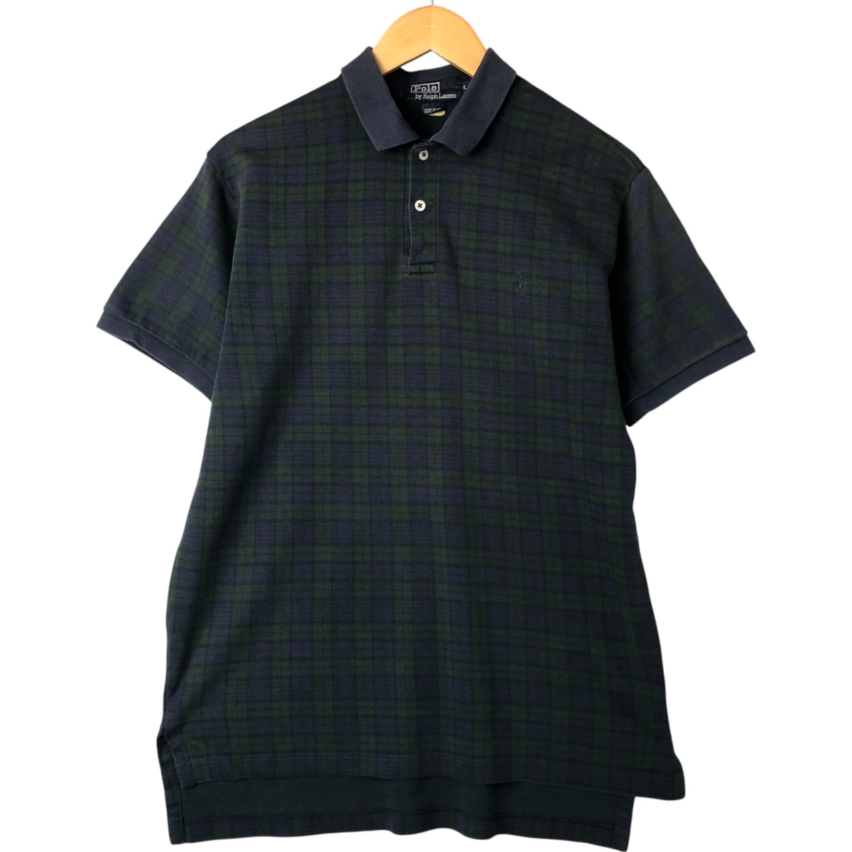 古着 90年代 ラルフローレン Ralph Lauren POLO by Ralph Lauren ブラックウォッチチェック 半袖 チェック ポロシャツ USA製 メンズL相当 ヴィンテージ/eaa543027