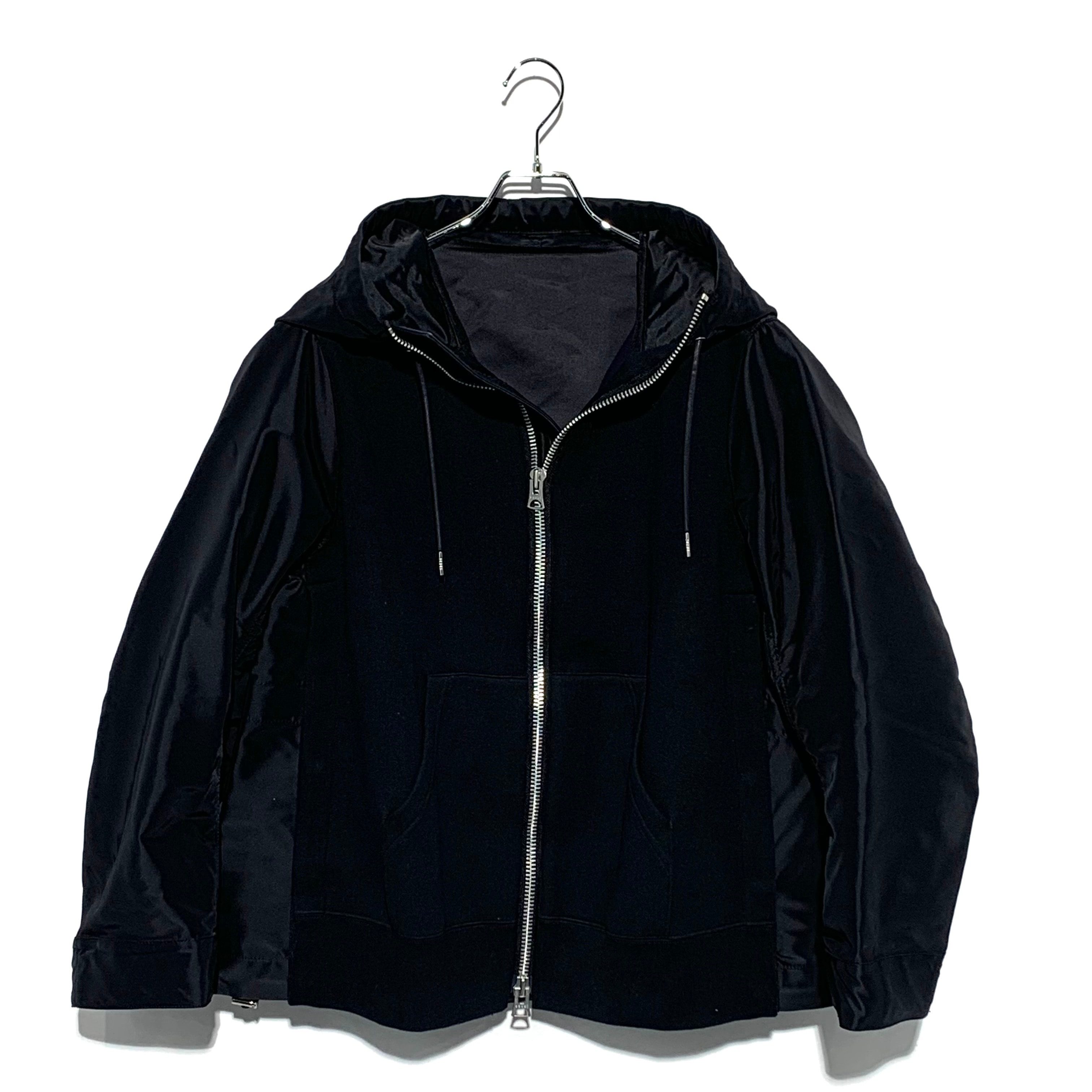 sacai Sponge Sweat x Nylon Twill Hoodie "Black/Black"