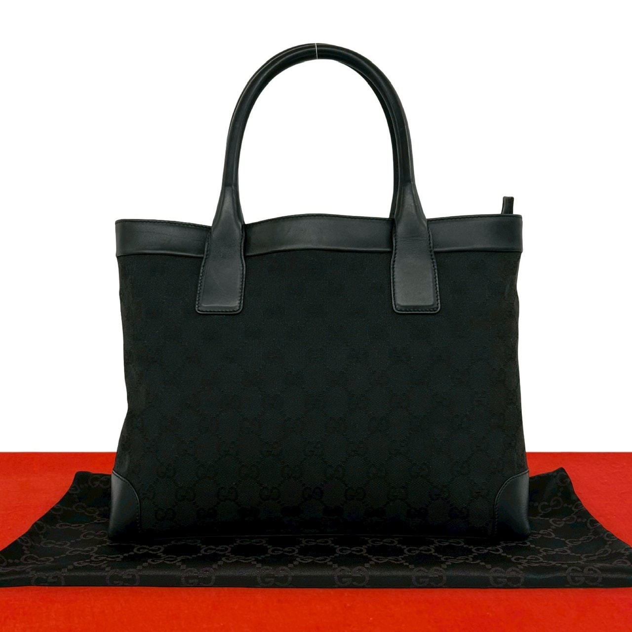 GUCCI グッチ GG 柄 キャンバス レザー ハンドバッグ ブラック
 56362