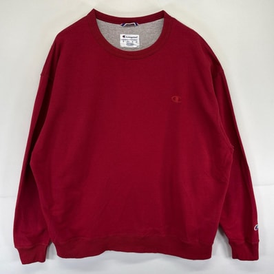 古着 チャンピオン Champion スウェット プルオーバー クルーネック トレーナー 大きいサイズ 2XL レッド系 無地 メンズ