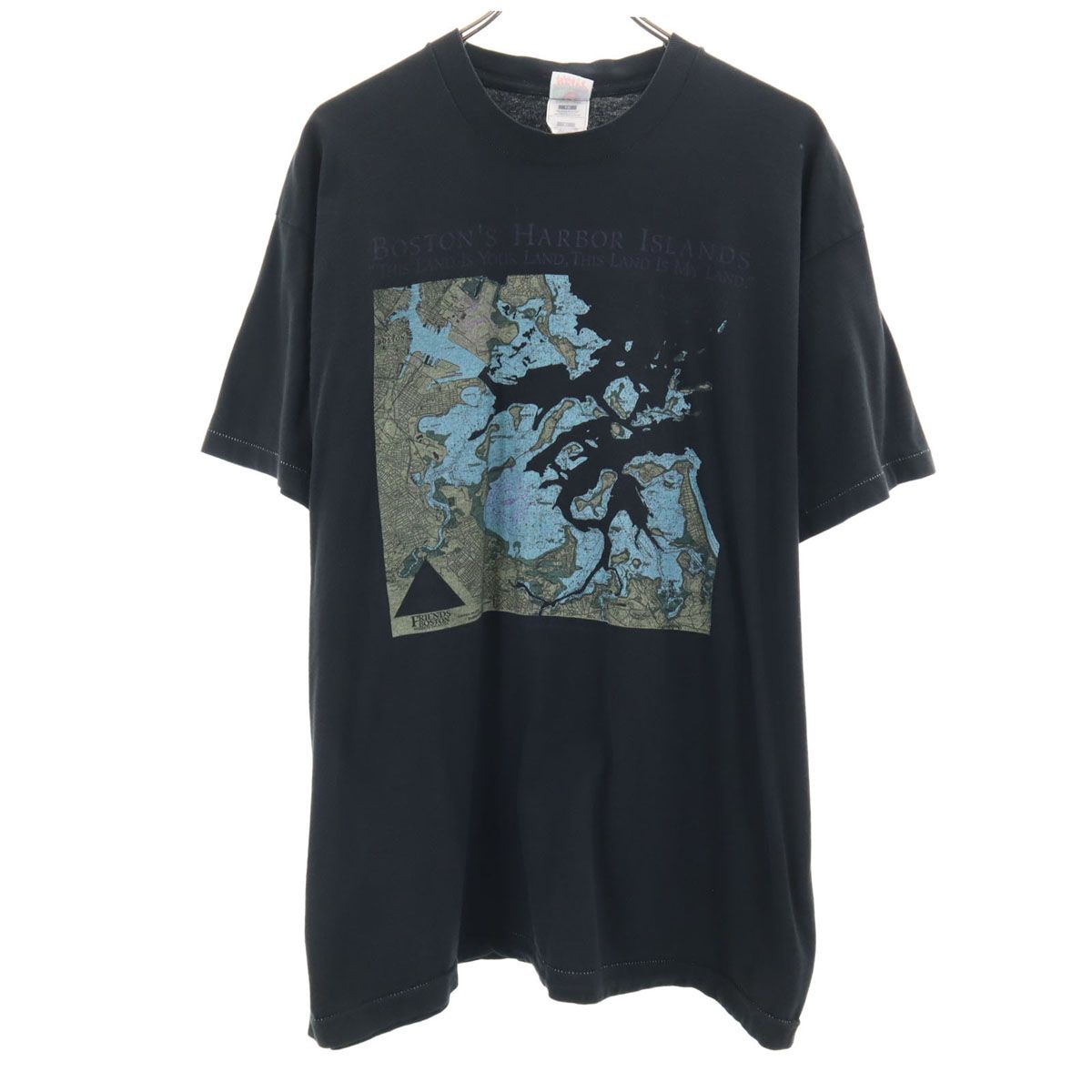 FRUIT OF THE LOOM フルーツオブザルーム 90s USA製 オールド マップ 半袖 Tシャツ XL ブラック シングルステッチ 地図