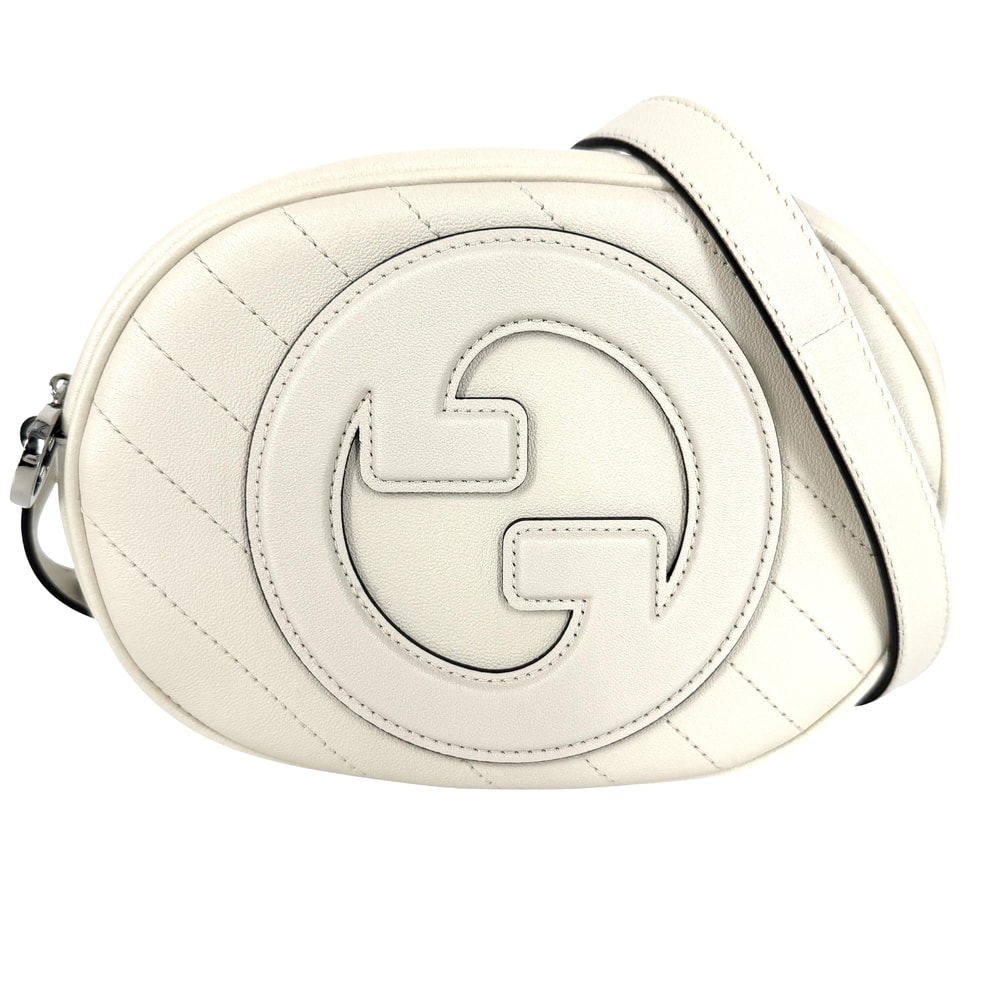GUCCI グッチ ショルダーバッグ ブロンディ ミニショルダーバッグ インターロッキングG 肩掛け 斜め掛け 760175 レザー    ホワイト 白 シルバー金具 レディース 美品【中古品】