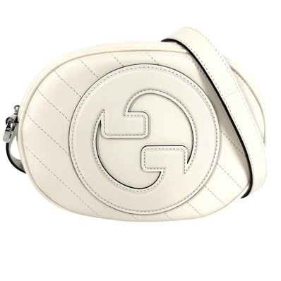 GUCCI グッチ ショルダーバッグ ブロンディ ミニショルダーバッグ インターロッキングG 肩掛け 斜め掛け 760175 レザー ホワイト 白 シルバー金具 レディース 美品【中古品】