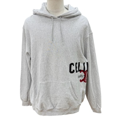 美品 セリーヌ パーカー ライトグレー メンズ L RY0S2670Q