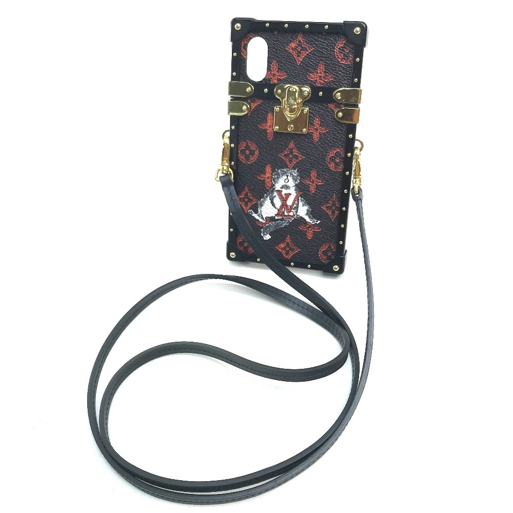 ルイヴィトン LOUIS VUITTON アイ・トランク キャットグラム M63891 トランスフォームドモノグラム iPhone X XS iPhoneケース モノグラムキャンバス マロン ブラック×オレンジ