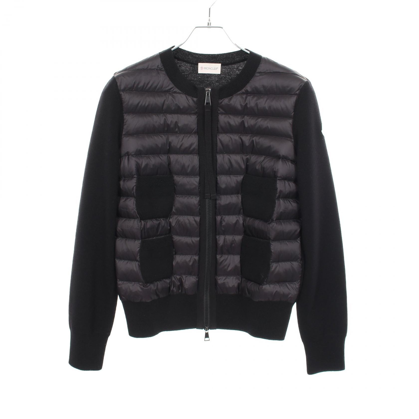 モンクレール MONCLER カーディガン 切替 ダウンジャケット 衣料品 アウター ナイロン ウール レディース ブラック系 9B51000 【中古】