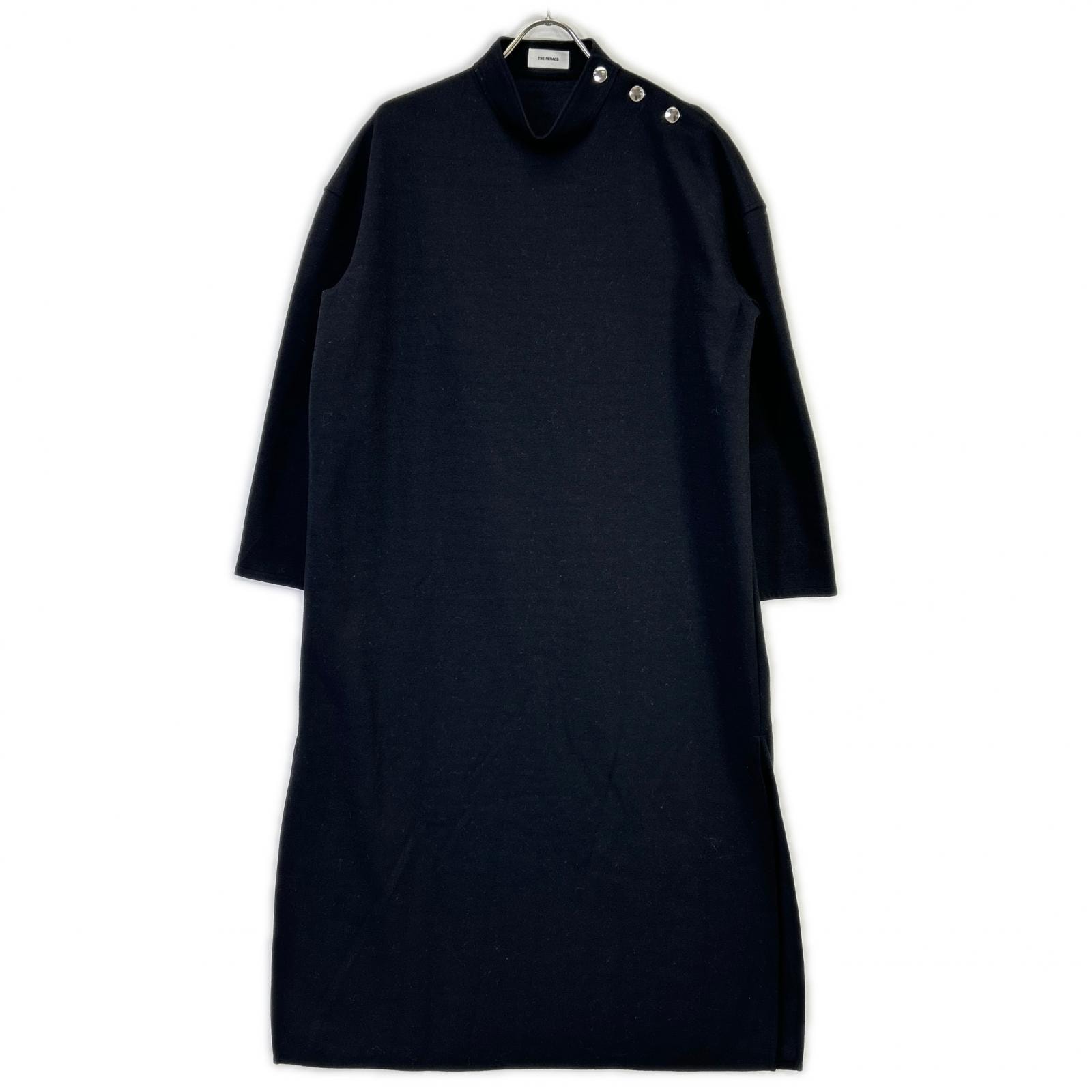ザ・リラクス ブラック 23FW RECS-413L-F SIDE OPEN STANDCOLLAR DRESS 38