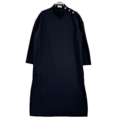 ザ・リラクス ブラック 23FW RECS-413L-F SIDE OPEN STANDCOLLAR DRESS 38