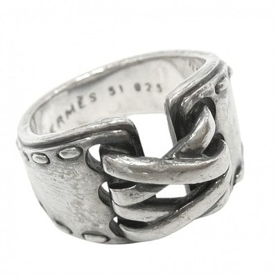 HERMES エルメス 指輪 メキシコ リング アクセサリー ジュエリー 小物 51サイズ シルバー925 約9号 シルバー レディース 約7.9g【中古品】