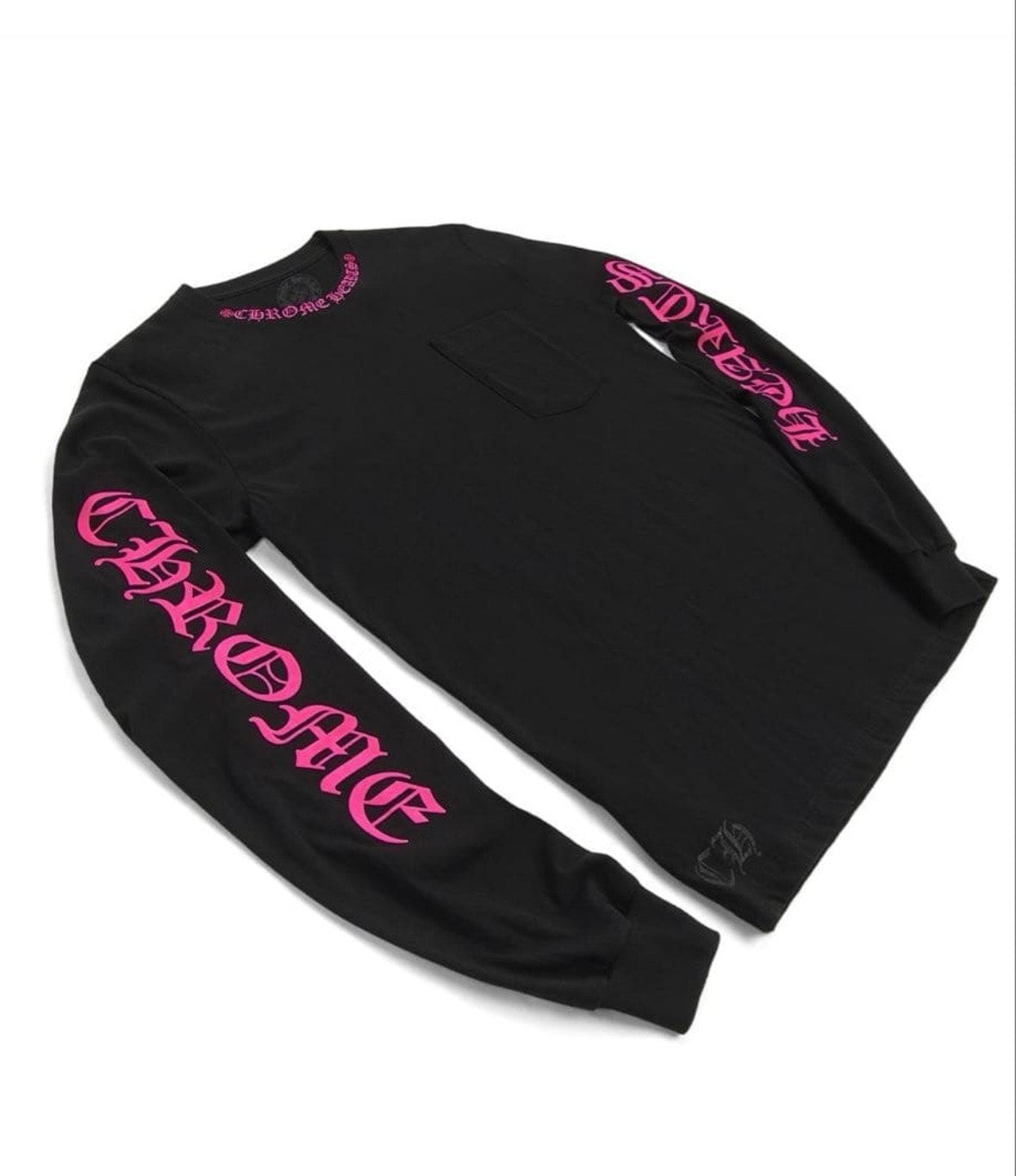 Chrome Hearts Script Neck Logo L/S T-Shirt "Black/Pink"