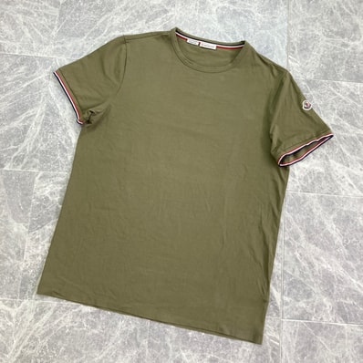 MONCLER モンクレール トリコロール 半袖Tシャツ I10918C71600 87296 コットン/ポリウレタン カーキ メンズ【中古】