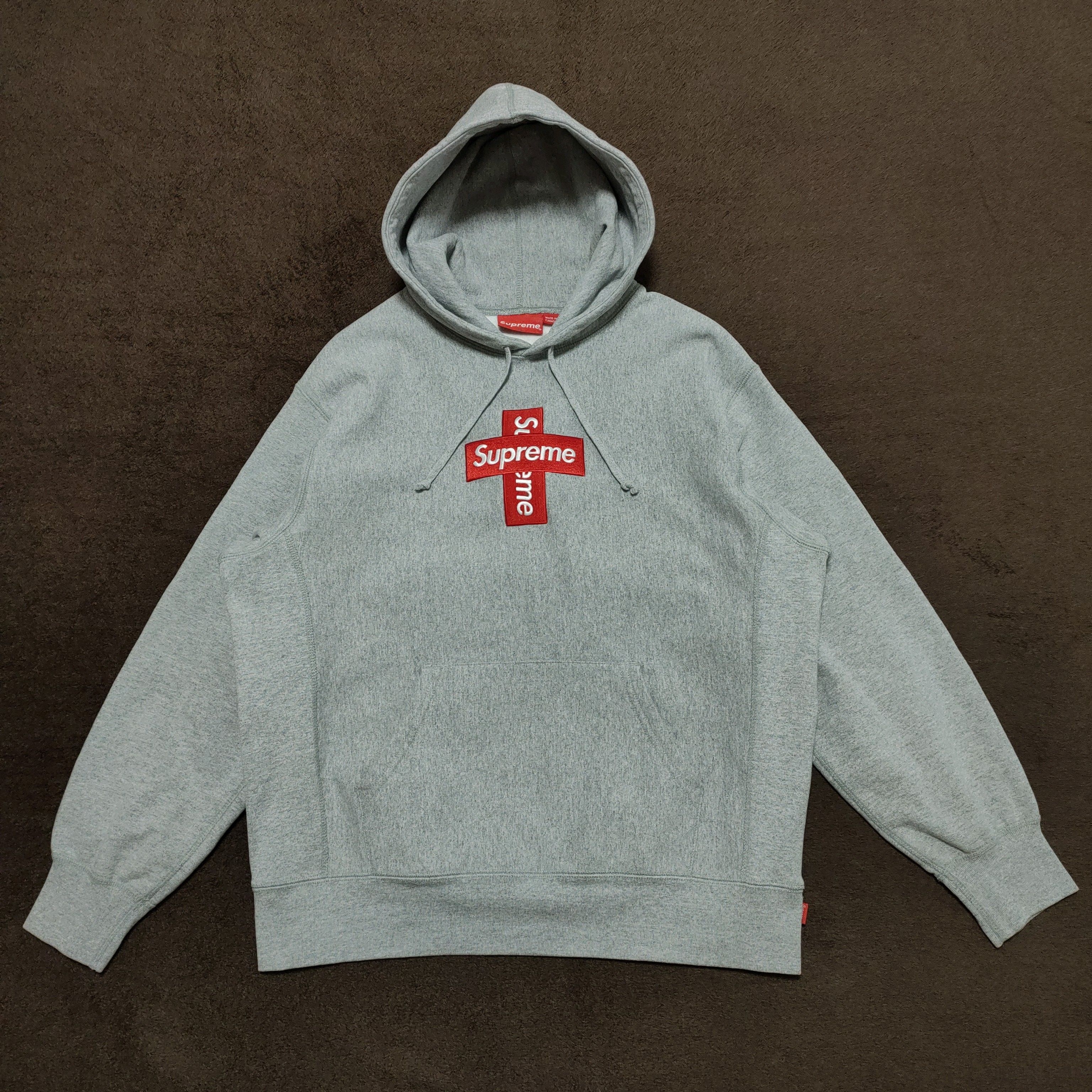 Supreme Cross Box Logo Hooded Sweatshirt "Grey"