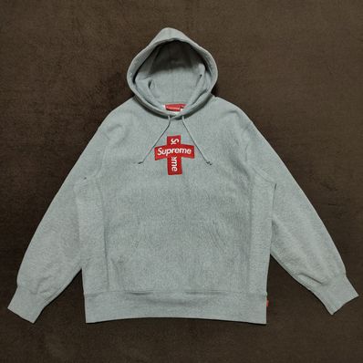 Supreme Cross Box Logo Hooded Sweatshirt "Grey"