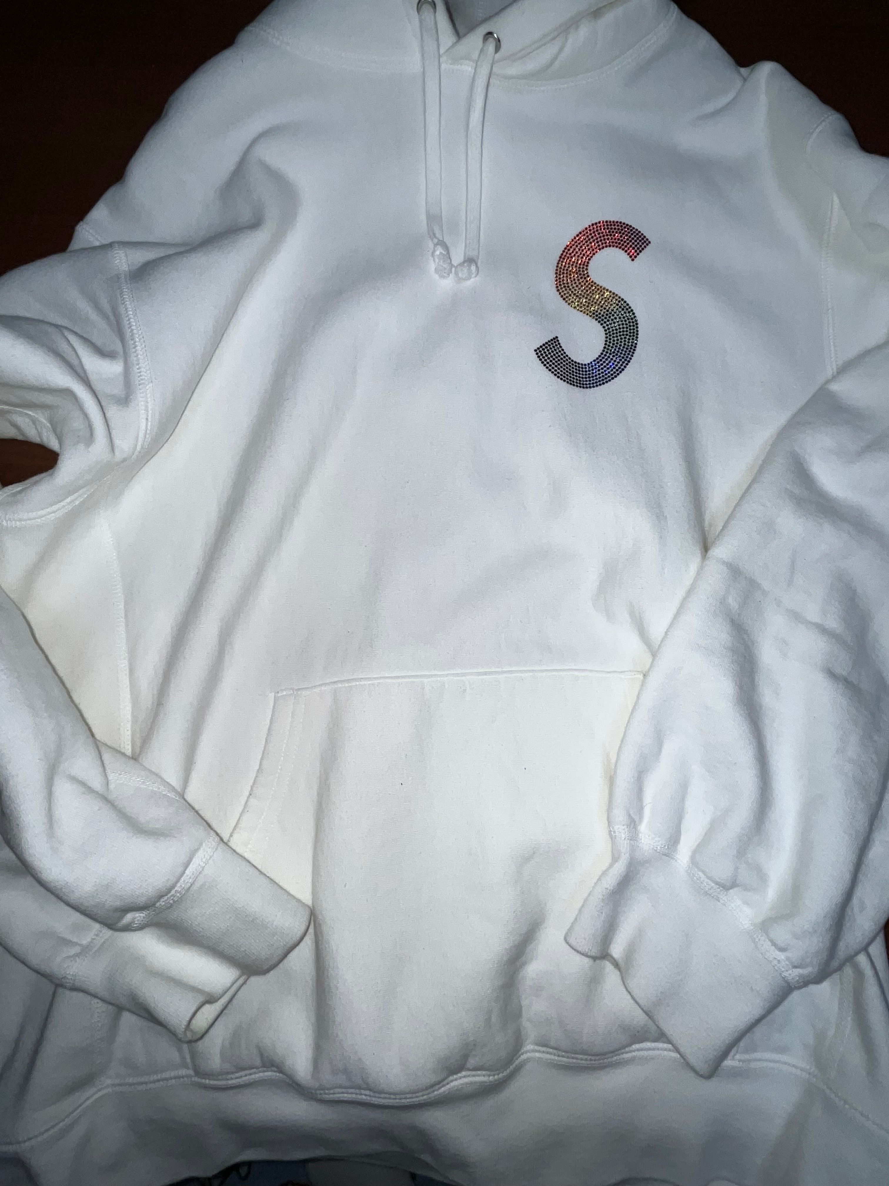 Supreme Swarovski® S Logo Hooded Sweatshirt "White"