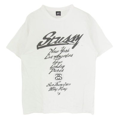 STUSSY ステューシー Tシャツ 00s Old 25周年 オールド プリント 半袖 Tシャツ カットソー ホワイト系 L【中古】