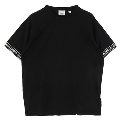 BURBERRY バーバリー 20AW 8026224 LOGO TAPE OVERSIZED T-shirt ロゴテープ オーバーサイズ Tシャツ 半袖 カットソー ブラック系 XS【中古】