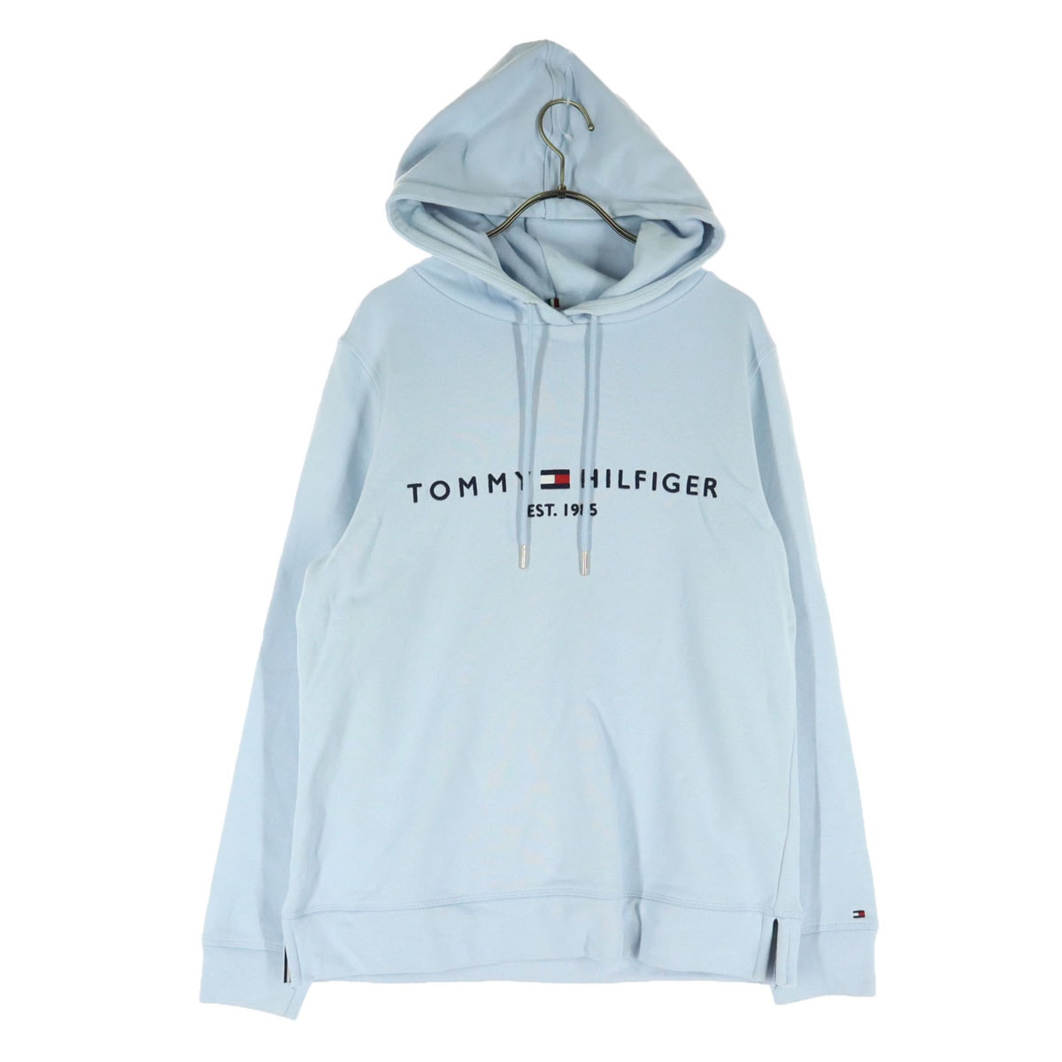 TOMMY HILFIGER トミーヒルフィガー ロゴ刺繍 長袖 スウェットパーカー S ライトブルー