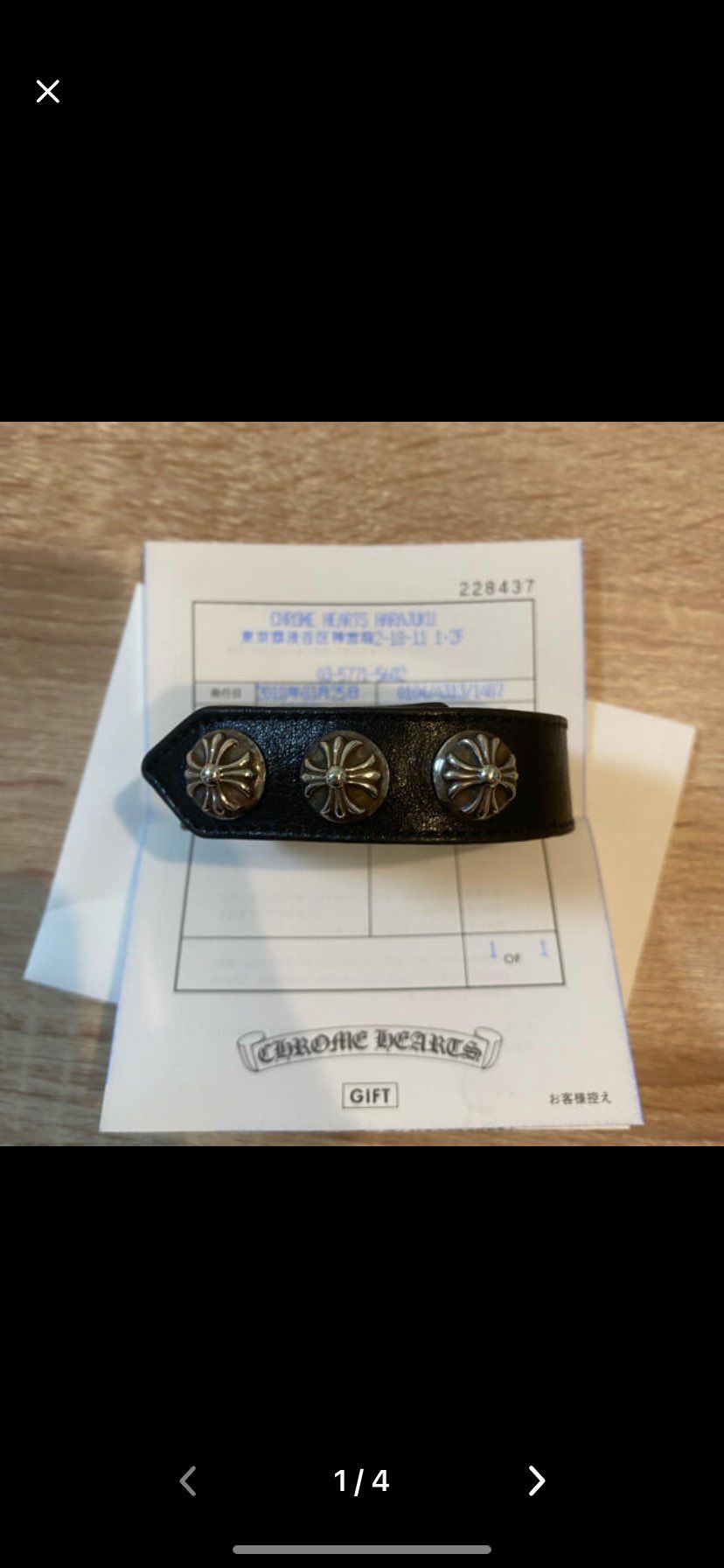 Chrome Hearts 3 Button 2 Snap Bracelet Cross "Black"