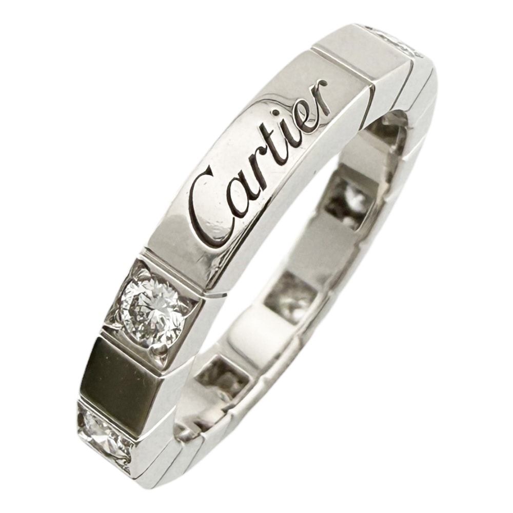 カルティエ ラニエール ハーフダイヤモンド リング 指輪 8号 18金 K18ホワイトゴールド ダイヤモンド レディース CARTIER  中古