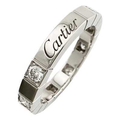 カルティエ ラニエール ハーフダイヤモンド リング 指輪 8号 18金 K18ホワイトゴールド ダイヤモンド レディース CARTIER 中古