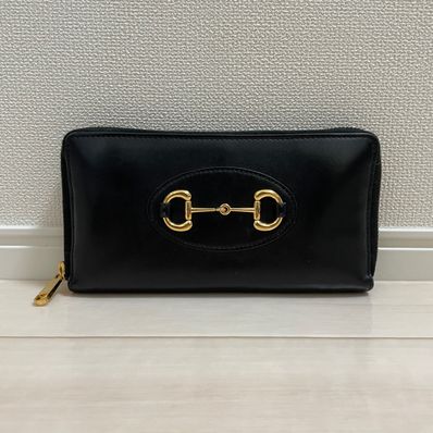 GUCCI Horsebit 1955 Zip Around Wallet "Black"