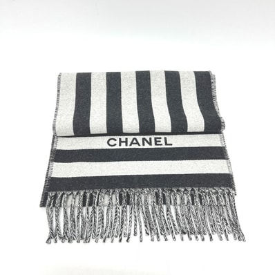 シャネル CHANEL ココマーク バイカラー アパレル小物 マフラー ウール ブラック 未使用