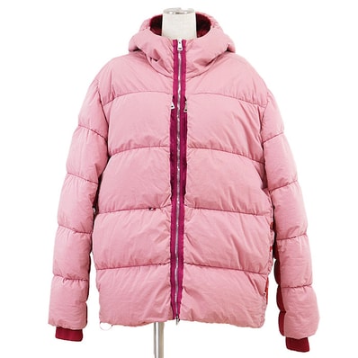 MONCLER モンクレール ダウンジャケット PAVIOT 2021年製 バイカラー コットン × ナイロン トリコロール ジップアップ アウター レディース サイズ 4 ピンク 桃色 ルーマニア製