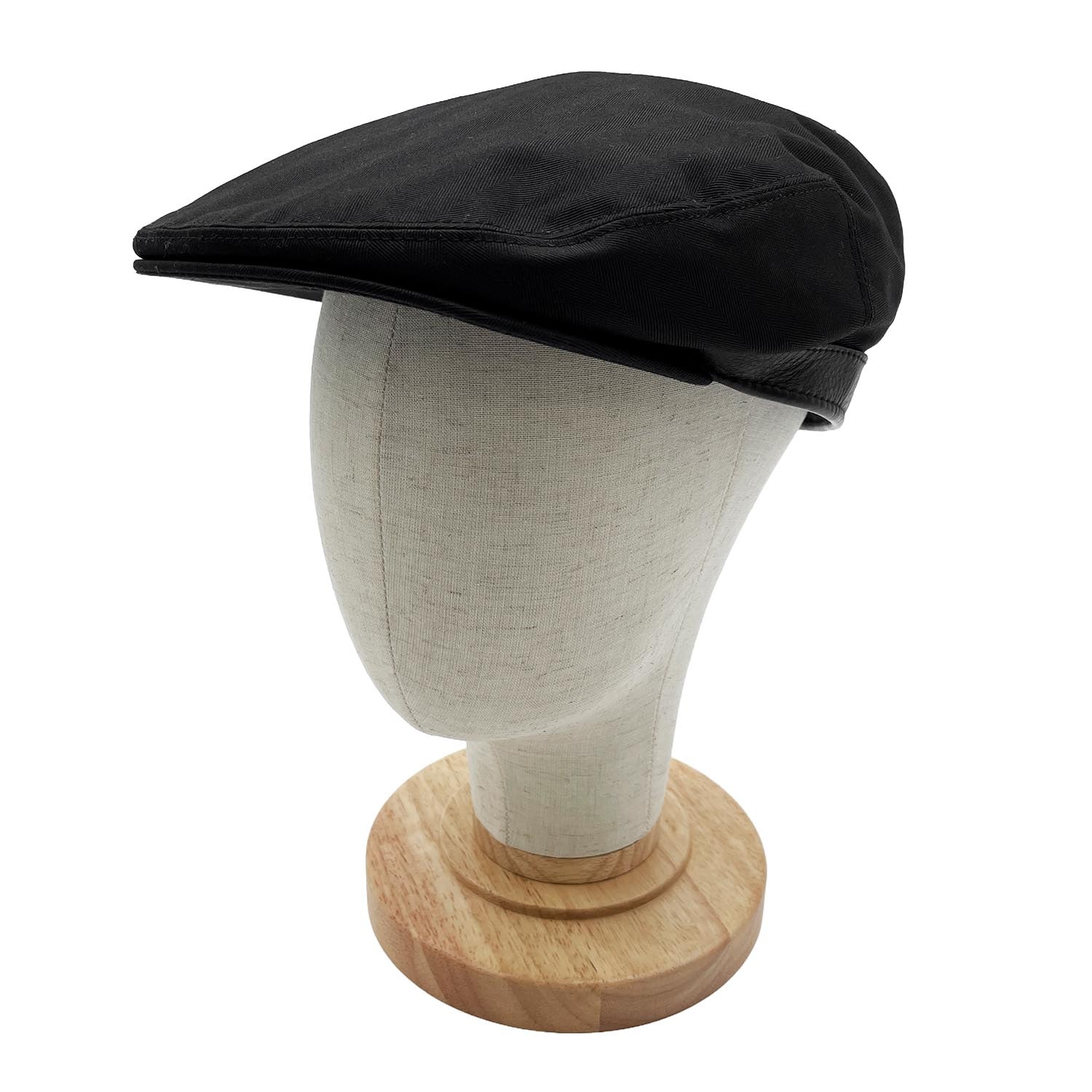 HERMES エルメス ハンチング 鳥打帽 ハット 帽子 コットン レザー 裏地リネン 59 ブラック ユニセックス 【中古】