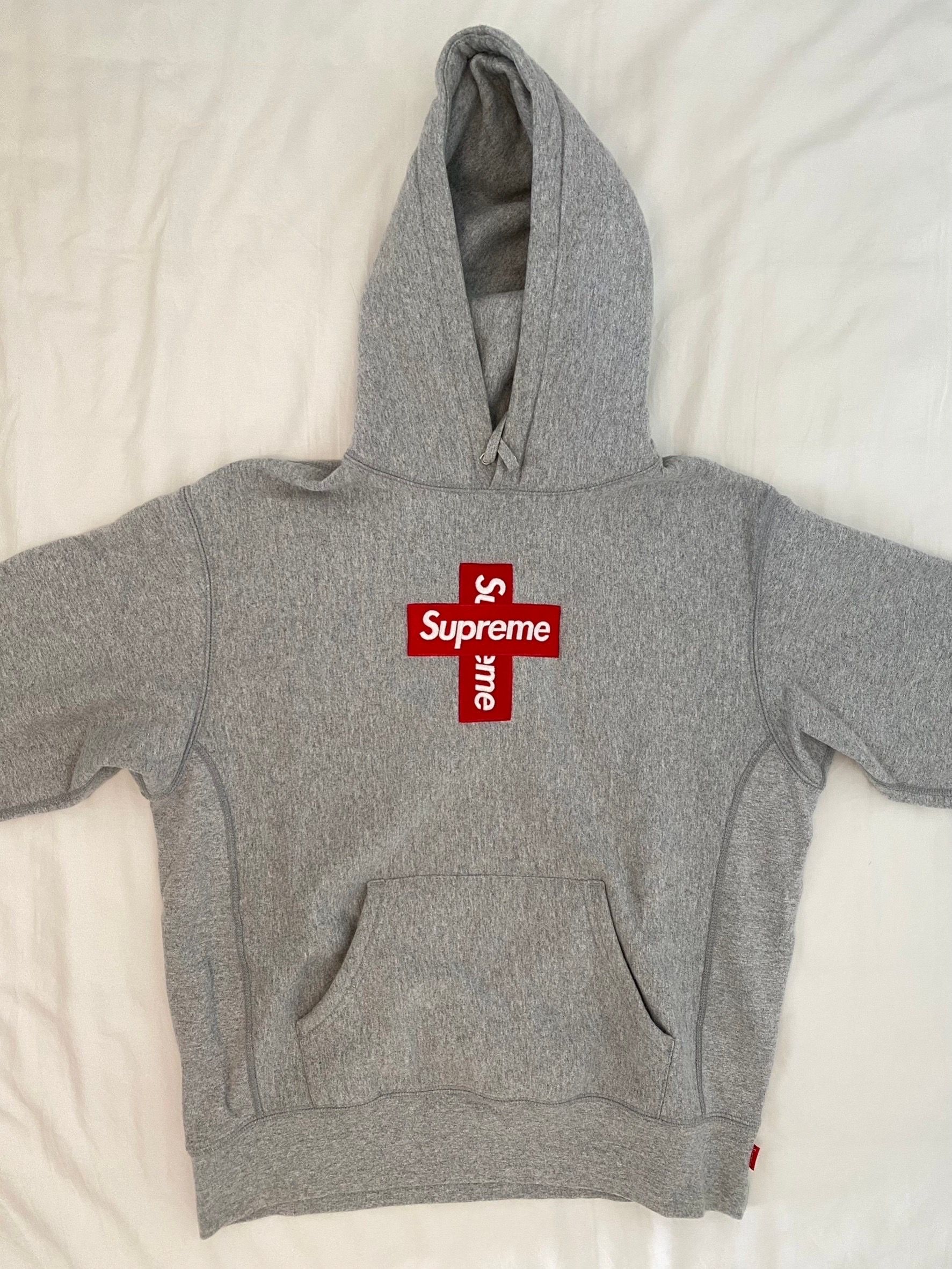 Supreme Cross Box Logo Hooded Sweatshirt "Grey"