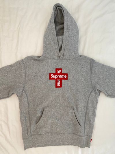 Supreme Cross Box Logo Hooded Sweatshirt "Grey"