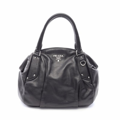 プラダ PRADA SOFT CALF ハンドバッグ バッグ レザー レディース ブラック系 BL0529 【中古】