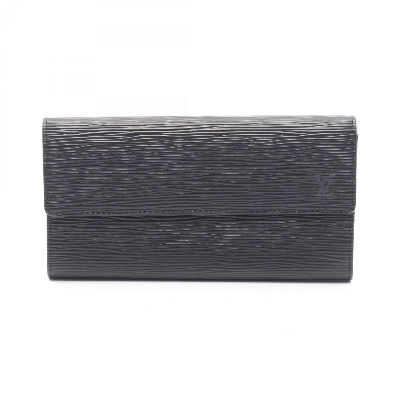 ルイ・ヴィトン LOUIS VUITTON ポシェット ポルトモネ クレディ エピ ノワール 二つ折り長財布 財布 レザー メンズ レディース ブラック系 M63572 【中古】