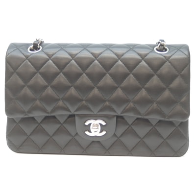 シャネル A01112 21番 黒 ラム シルバー金具 Wフラップ マトラッセ25