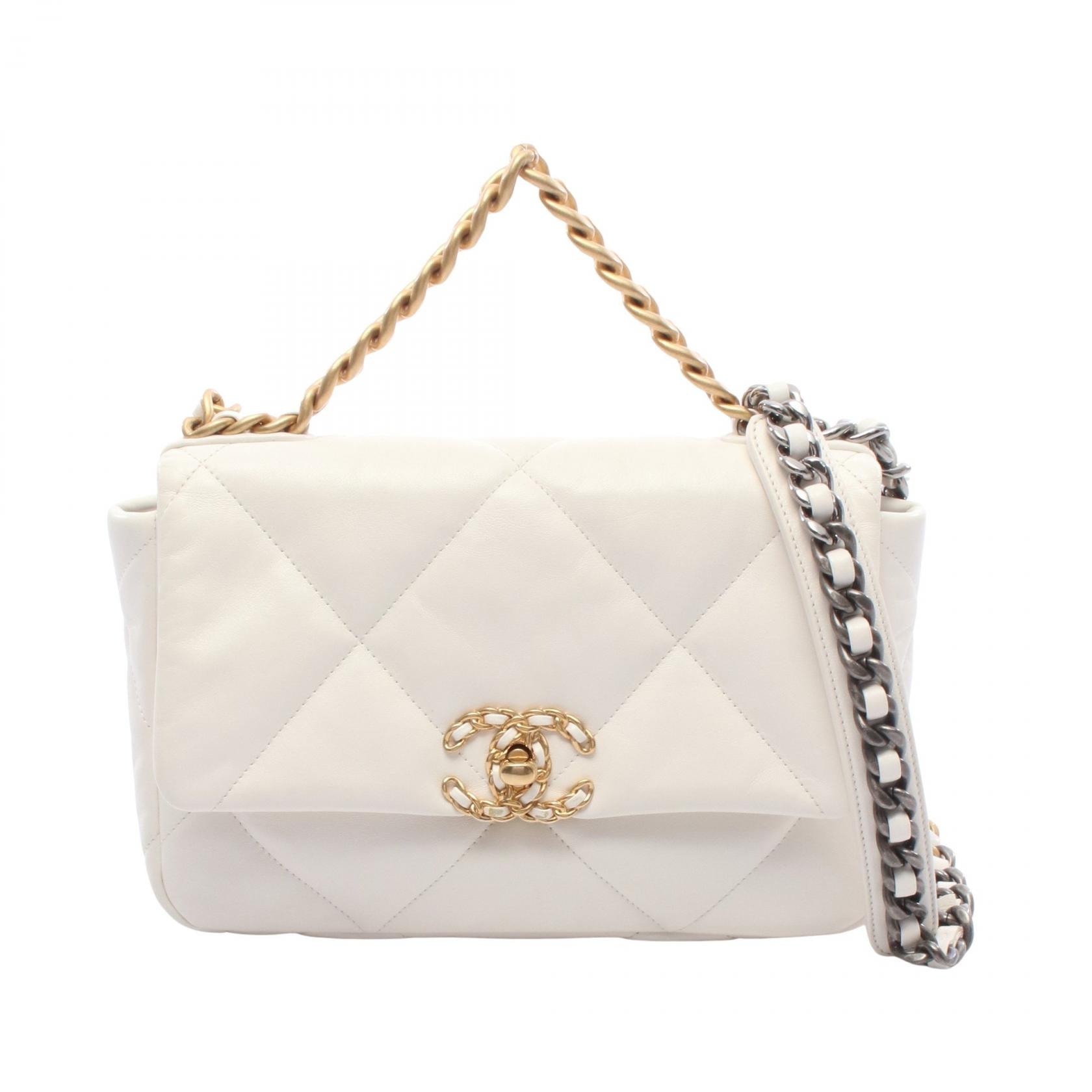 シャネル CHANEL 19 ディズヌフ マトラッセ ショルダーバッグ バッグ レザー レディース ホワイト系 AS1160 【中古】